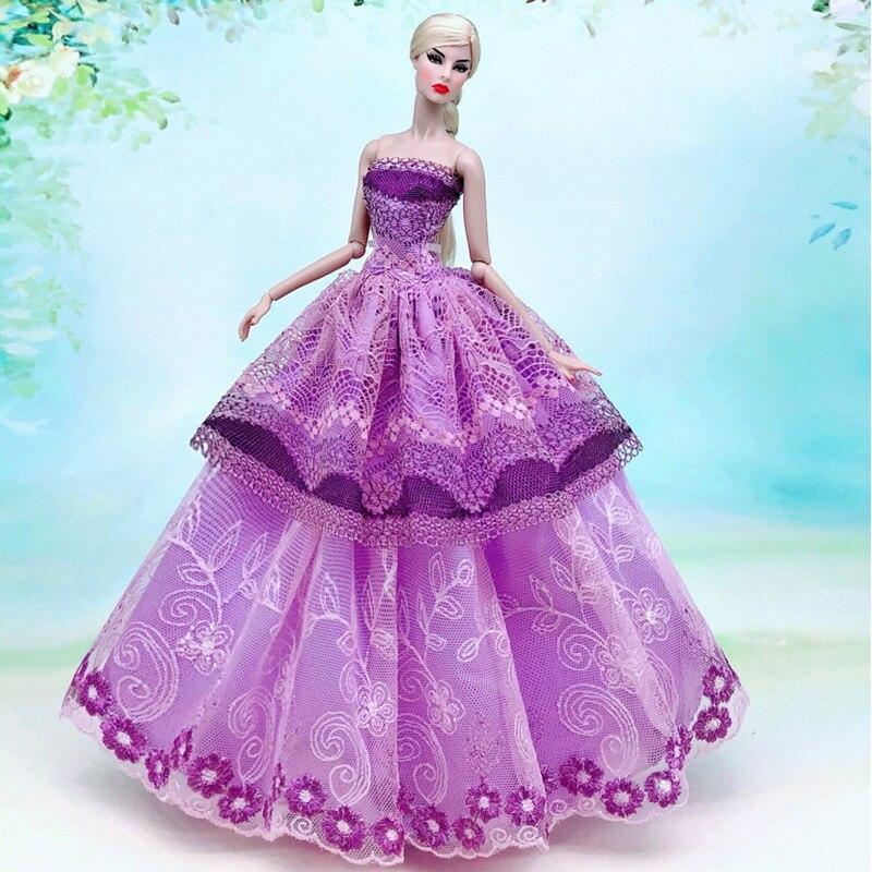

Красочное кружевное свадебное платье для куклы Барби, наряды, праздничное платье принцессы для 11,5 дюймов, 1/6 BJD, аксессуары для кукольного домика, игрушка в подарок коричневый