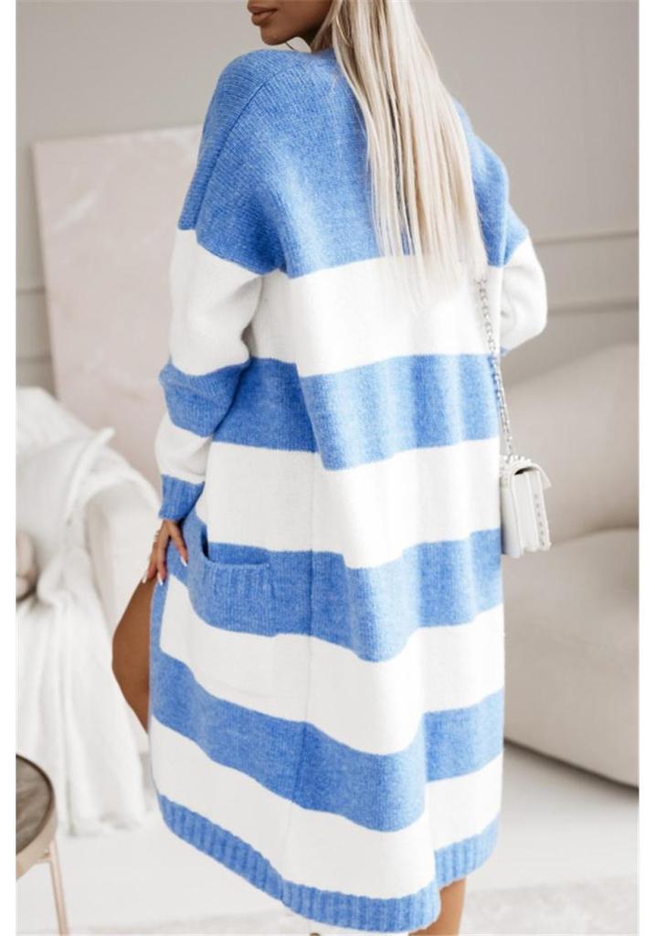 Women's 2025 Color Block Loose Knit Cardigan Sweater