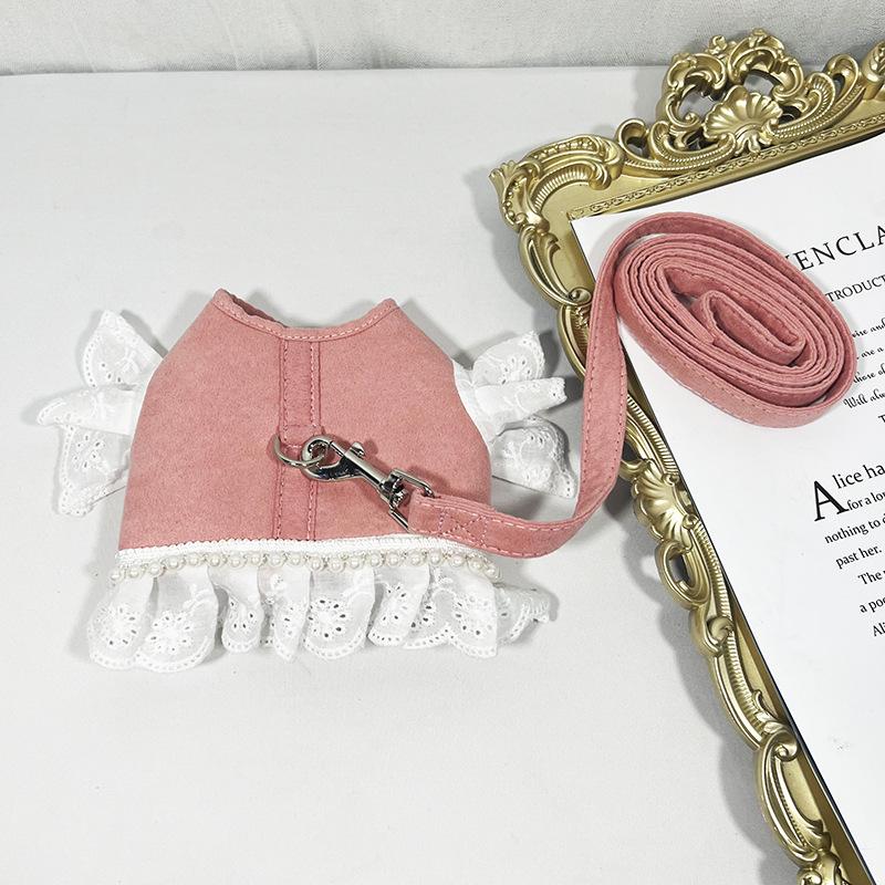 

Набор шлейки и поводка для домашних животных, милый регулируемый шлейка для щенков, без тяги, для путешествий на открытом воздухе, аксессуары для маленьких собак, аксессуары для домашних животных XL розовый