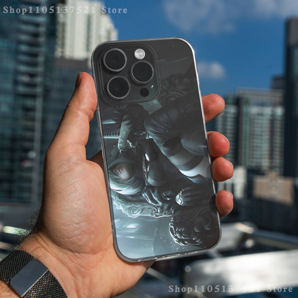 Y-YoRHa No 2 Type B Phone Case For iPhone 16,15,17,12,13,14,11 Max,Pro,Plus,X,XS,XR,SE4,E Mini Transparent Cover