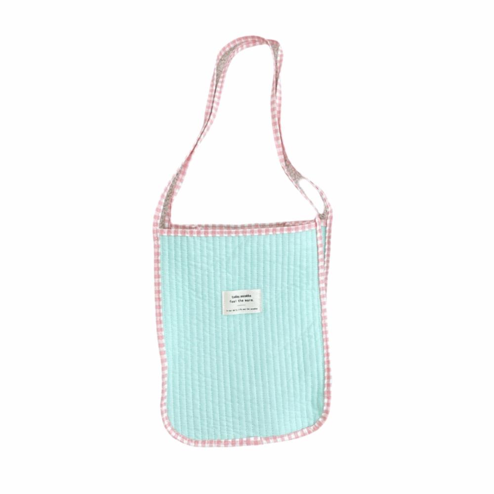 

Casual Macaron Colors Shoulder Bag Multicolor Large Capacity Tote Bag Grid Strip Handle Quilted Design Handbag Travel Supplies зелений