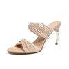 Fashion Elegant Satin Designer Women Slippers Sexy Open Toe Thin Stiletto Heel Slide Sandals Summer Fashion Party Dress Shoes Sandalias