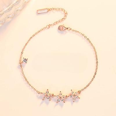 Light Luxury Style S925 Sterling Silver Bracelet Star Studded Diamond Niche Fashion Bracelet Simple Women's Star-shaped Bracelet