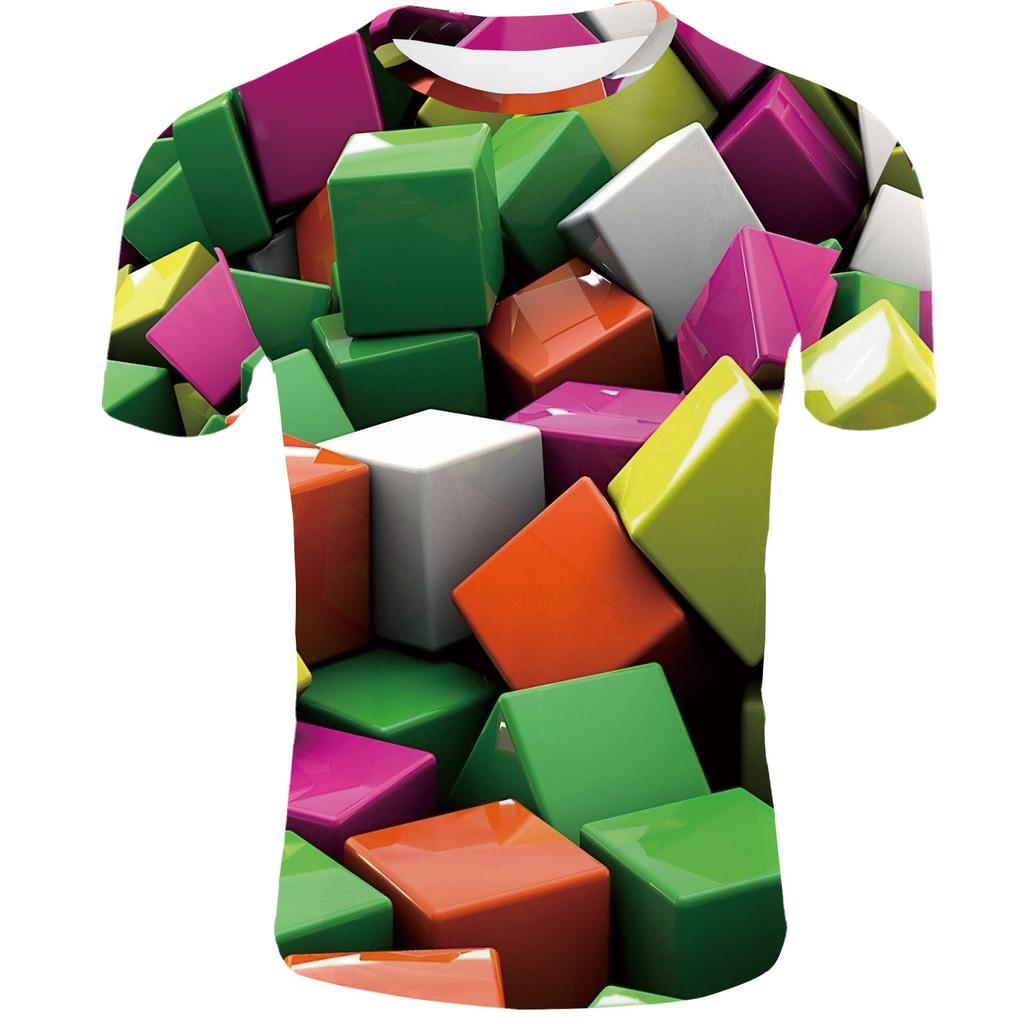 Creative 3D Digital Printed T-shirt for Men's Short Sleeves Tops