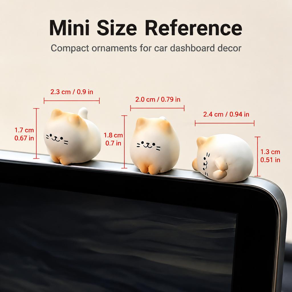 3Pcs Cute Cat Car Accessories Kitten Figurines Dashboard Decor Center Console Interior Ornament