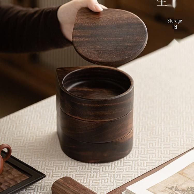 Japanese Walnut Wood Round Plate - Retro Style for Tea, Nuts, and Fruit