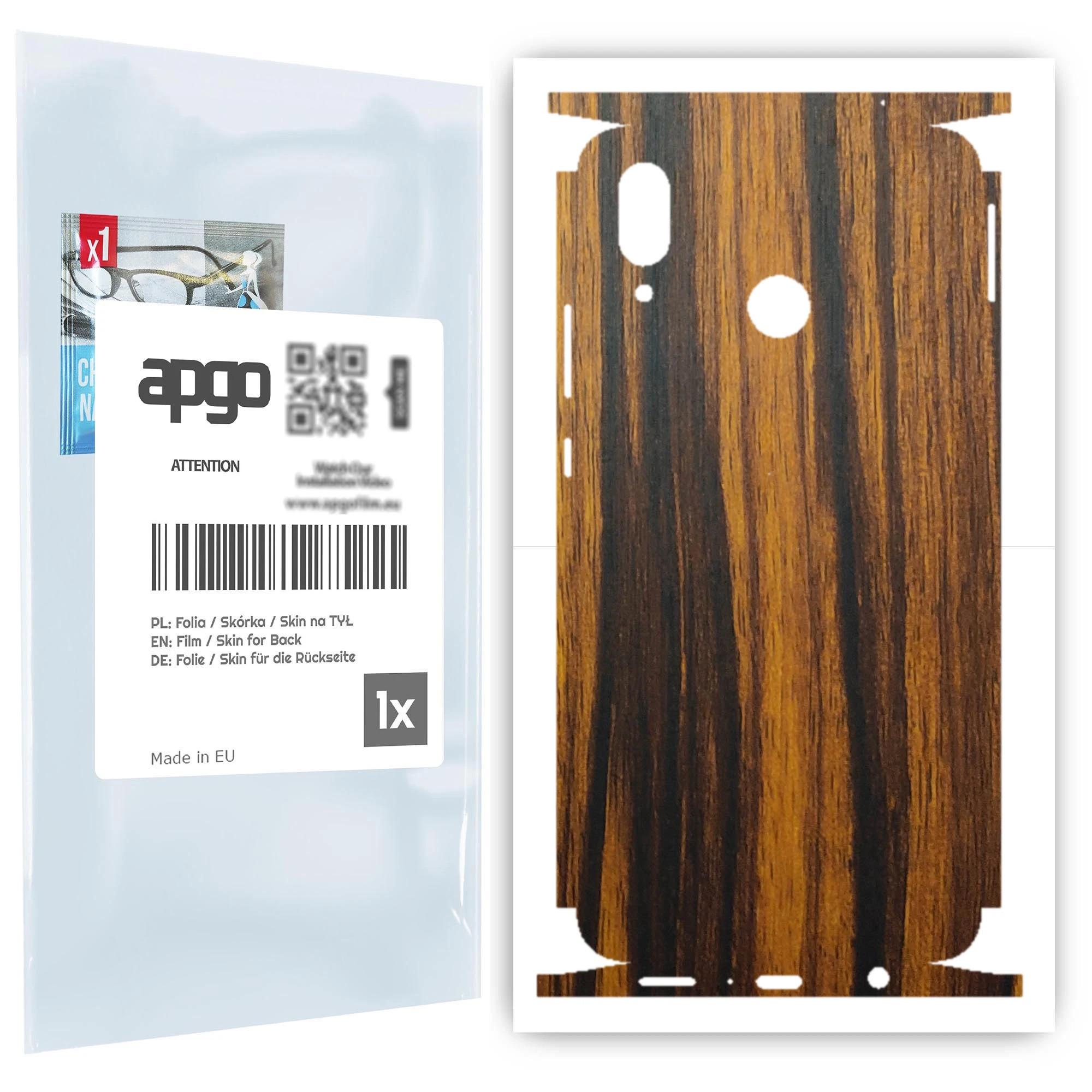 

apgo Protective Skin Sticker for the back+sides compatible with Huawei nova 3, Full Wrap Film, Foil, Vinyl - Pattern Tigerwood