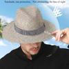 100% Natural Raffia Sun Hats Large Size 63cm Straw Hat for Men Women Wide Brim Summer Jazz Hat UPF50+ Travel Panama Beach Hat