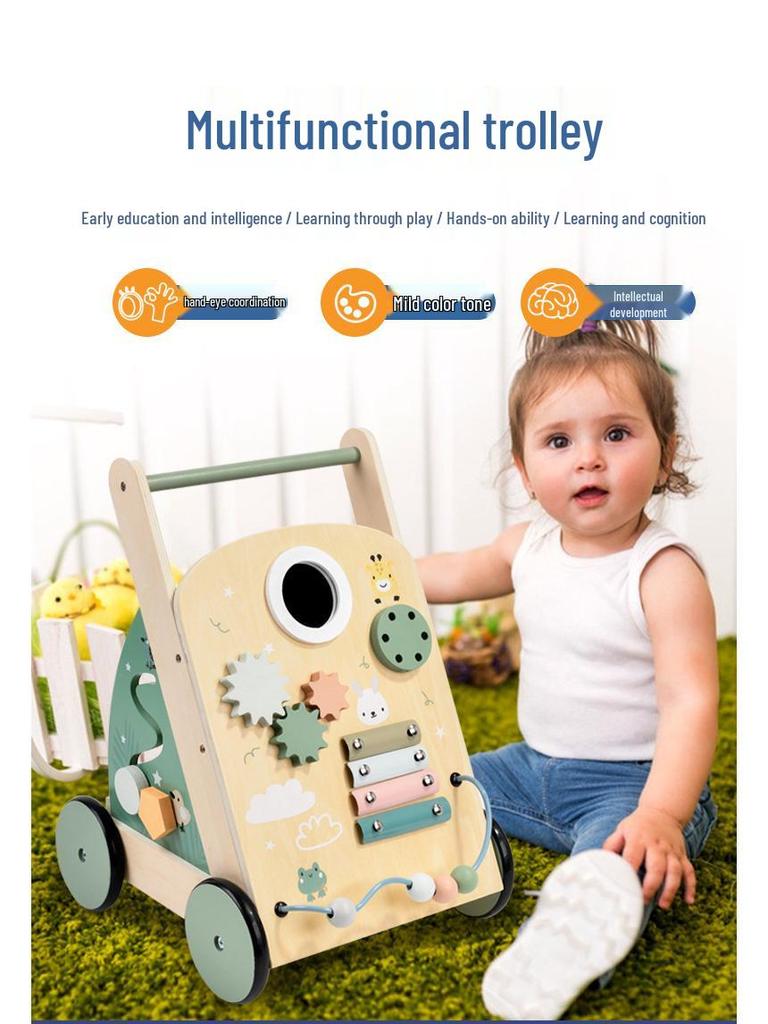 3-Year-Olds' Wooden Educational Walker: Boosts Hand-Eye Coordination & Develops Visual-Auditory Skills