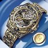 European Men's Retro Skeleton Automatic Watch - Engraved & Fashionable Design