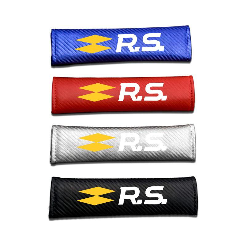 2Pcs Car Seat Belt Leather Safety Belt Shoulder Cover Pad For Renault RS Line Clio 5 Megane Logan Scenic Koleos Sandero Twingo AZG53