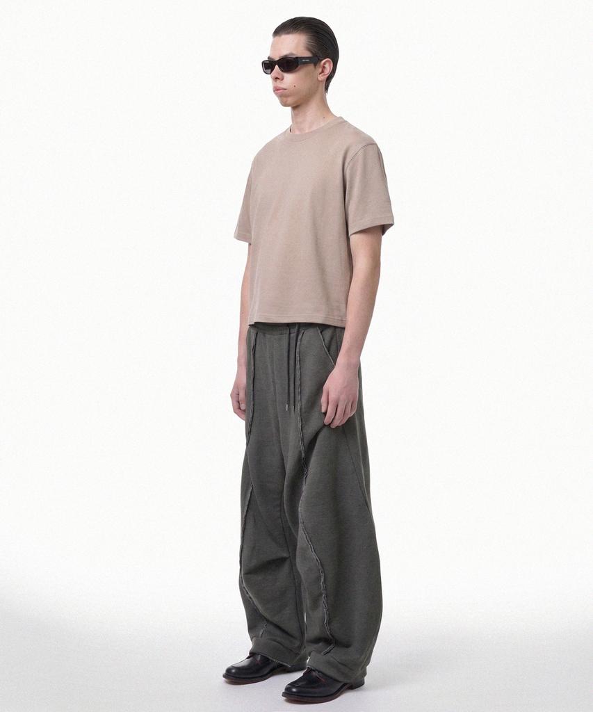PRINOAR Semi-Crop Short Sleeve T-Shirt - Ginger Beige