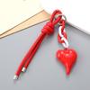 Cute Bag Charm Pendant Keyring Love Heart Braided Rope Keychain Bag Charm for Backpack Purse Handbag Decorations