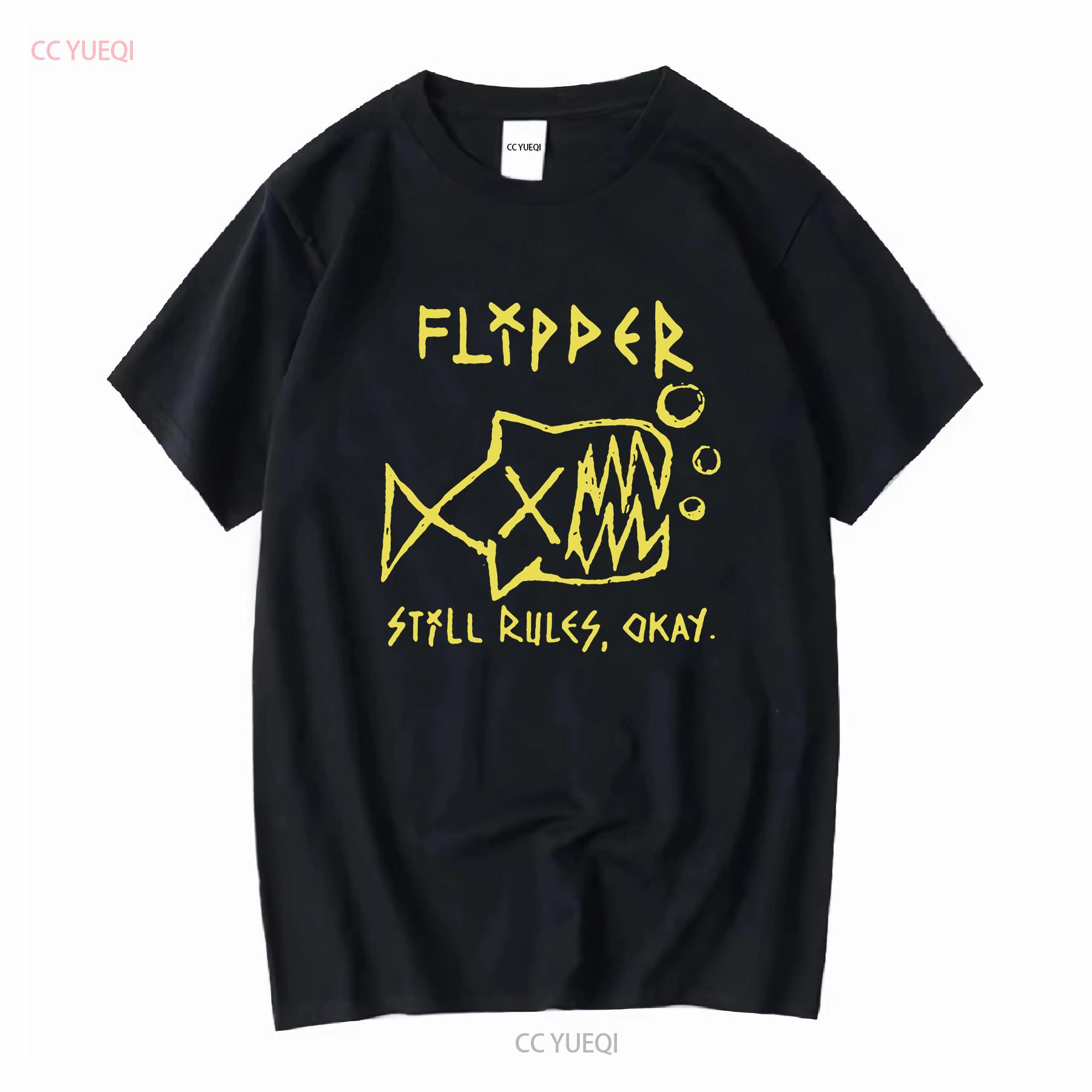 

Flipper Still Rules Okay T Shirt Mens Licensed Rock N Roll Music Band Black long or short sleeves vintage Washed M чорний