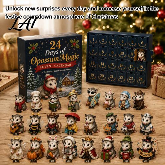 Regalo Ricordo Festivo Unico Calendario dell'Avvento 24 Giorni di Magia Mucca Scozzese Mini Collezioni di Ornamenti Stile Retrò Figure Fattoria Vacanze
