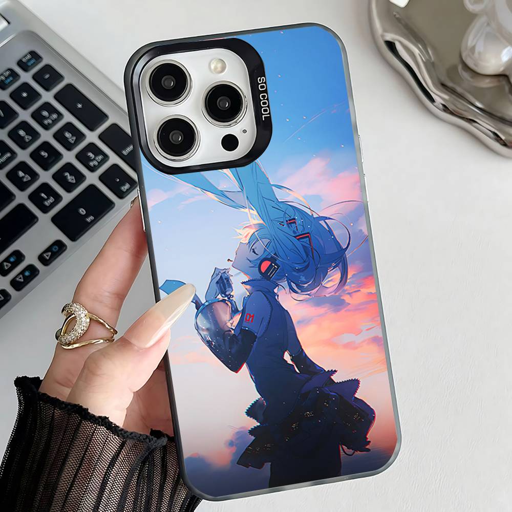 Anime M-MIKU Phone Case For iPhone 17,16,15,14,13,12,11,Pro,Max,Plus,E,Air,Mini Anti Fall Black  Bumper