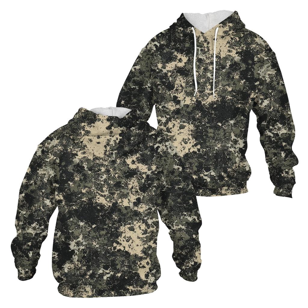 Men's Casual Fashion Long Sleeve Hooded With Pocket Flag Small Print Sweatshirt
