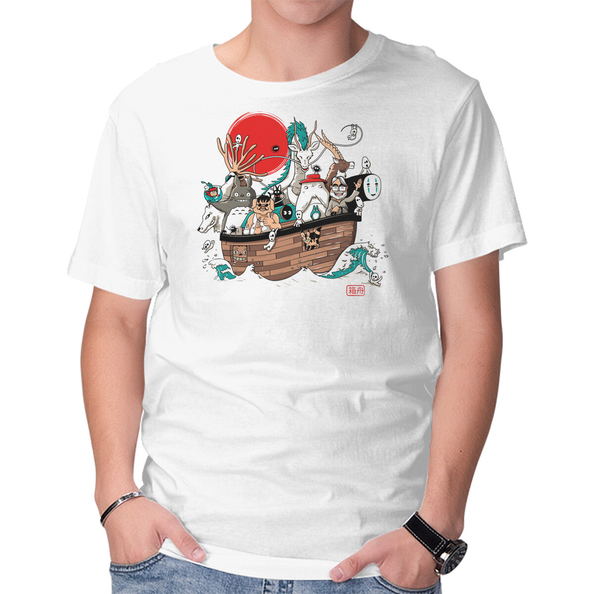Unisex Crew Neck T-Shirt Miyazaki s Ark Graphic Short Sleeve Casual Tee M