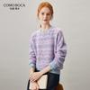 Komonboka Women's 100% Cashmere Crewneck Jacquard Knit Sweater