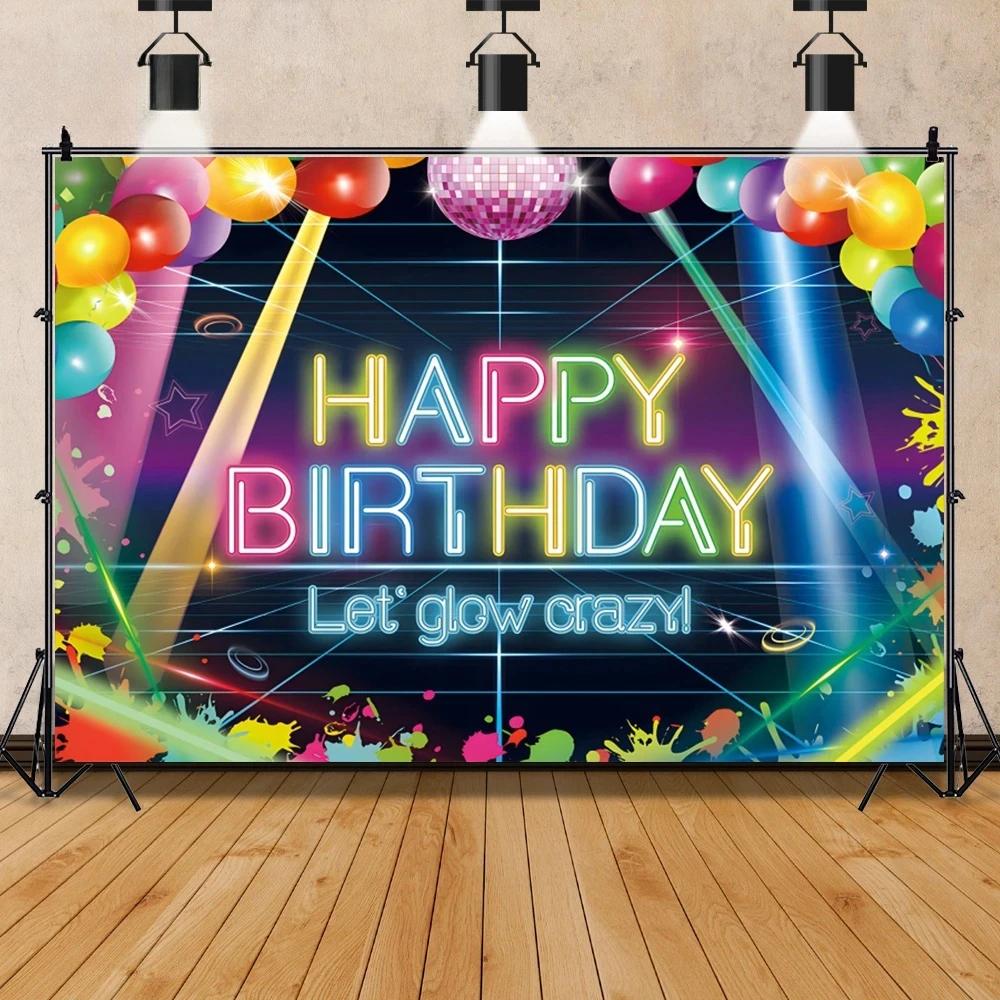 Splashing Graffiti Glow Wall Backdrop  HipHop Theme Happy Birthday Party Photography Background BannerTapestry