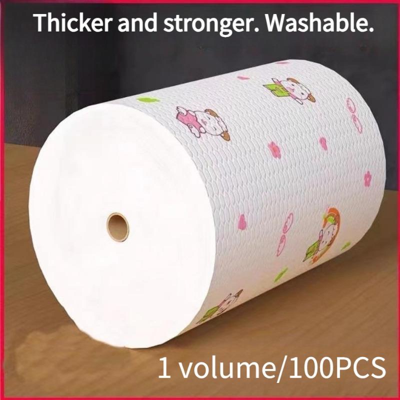 1 Volume/100PCS lazy rag kitchen tissue disposable dishcloth degreasing scouring cloth oil-absorbing water-absorbing dishtowel белый