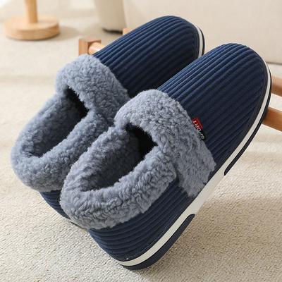 2024 New Winter Thick Plush Slippers Couples Consice Indoor Home Furry Shoes For Men Women Fur Warm Casual Plush Cotton Slippers