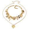 Gold Layered Choker Necklace with Heart Star Moon Pendant Vintage Statement Jewelry for Women