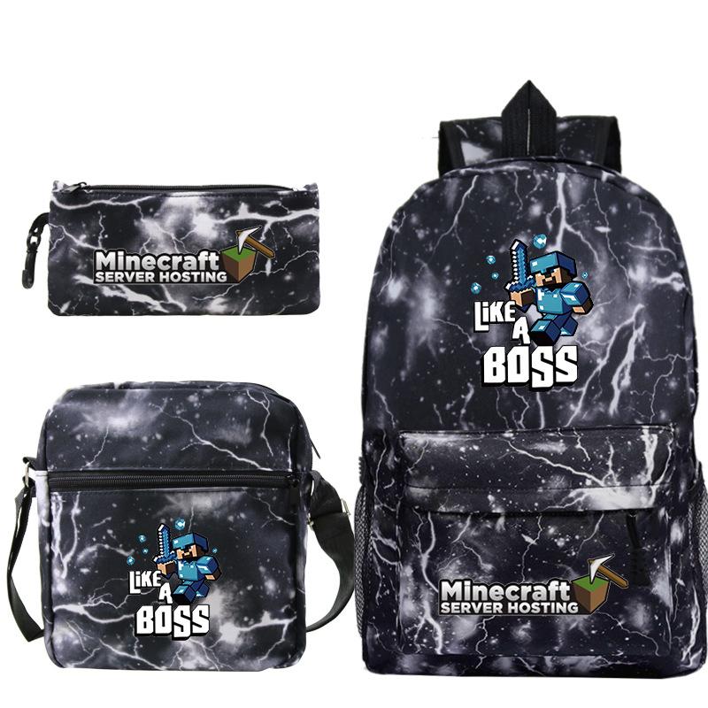 Game Merchandise Print Fashion Children'S Backpack Student Schoolbag Stationery Bag Messenger Bag Three-Piece Set