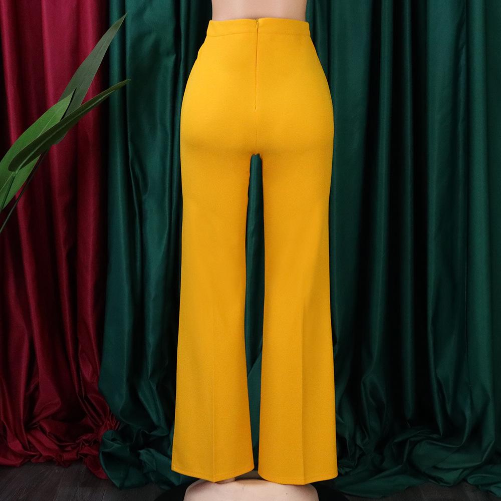 Women's Fashion Casual Solid Color Print High Waist Trousers Pants & Capris