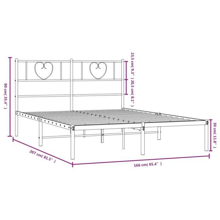 VidaXL Metal Bed Frame with Black Headboard 160x200 Cm 355466
