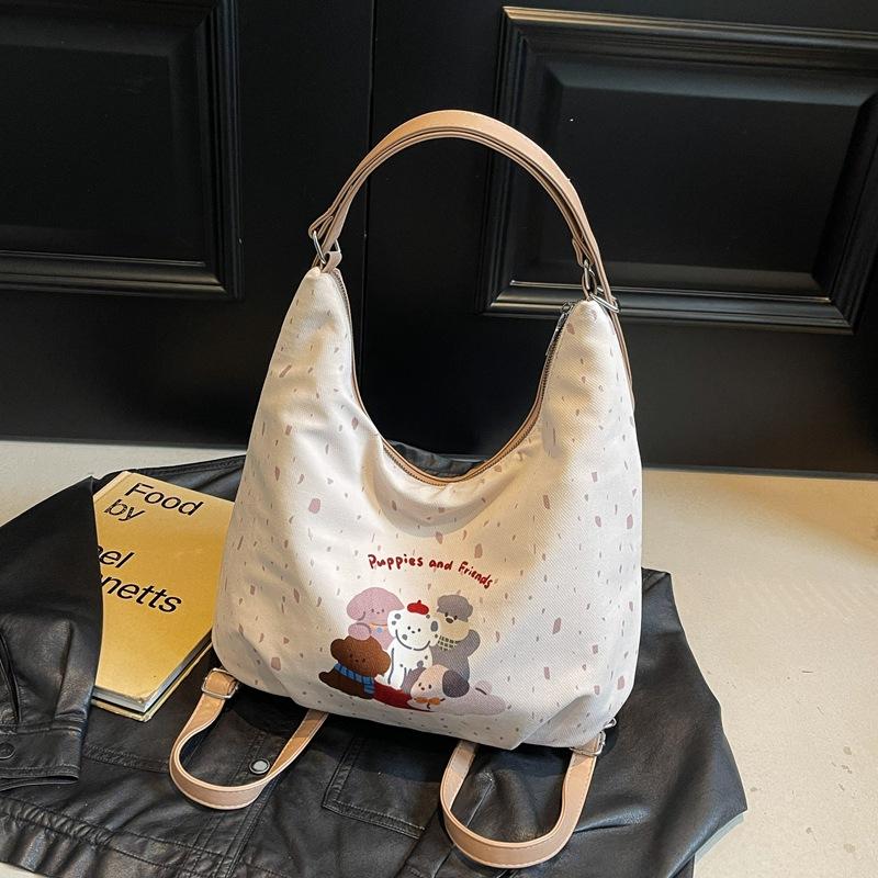 

Korean version of casual large-capacity bag women s bag 2025 spring new polka dot tote bag multi-functional backpack хаки