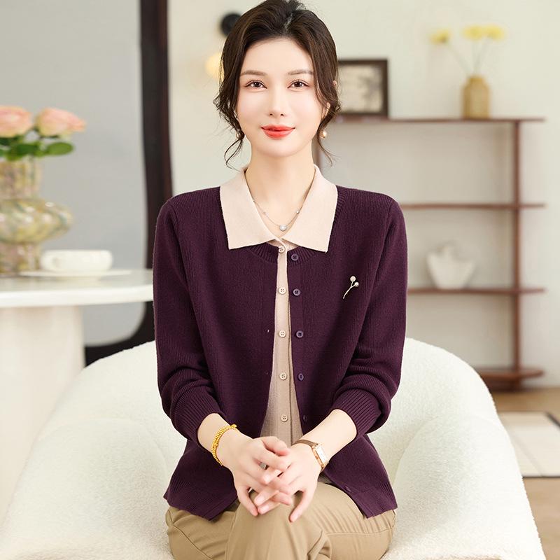 

Spring Collection: Women s Hooded Knit Cardigan – Faux Two-Piece Sweater for Middle-Aged & Elderly XL (90-115 jin)
