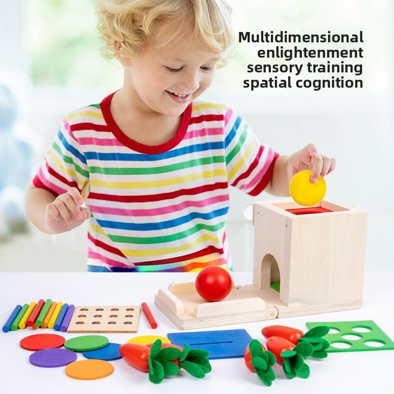 Carrot Four In One Wooden Educational Toy Coin Organizer Kids Cognitive Growth