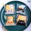 100 stk Mini Tegneseriekatt Emballasjepose, Bake Snacks Selvklebende Pose, Tegneseriekatt Kjeks Kake Emballasjepose