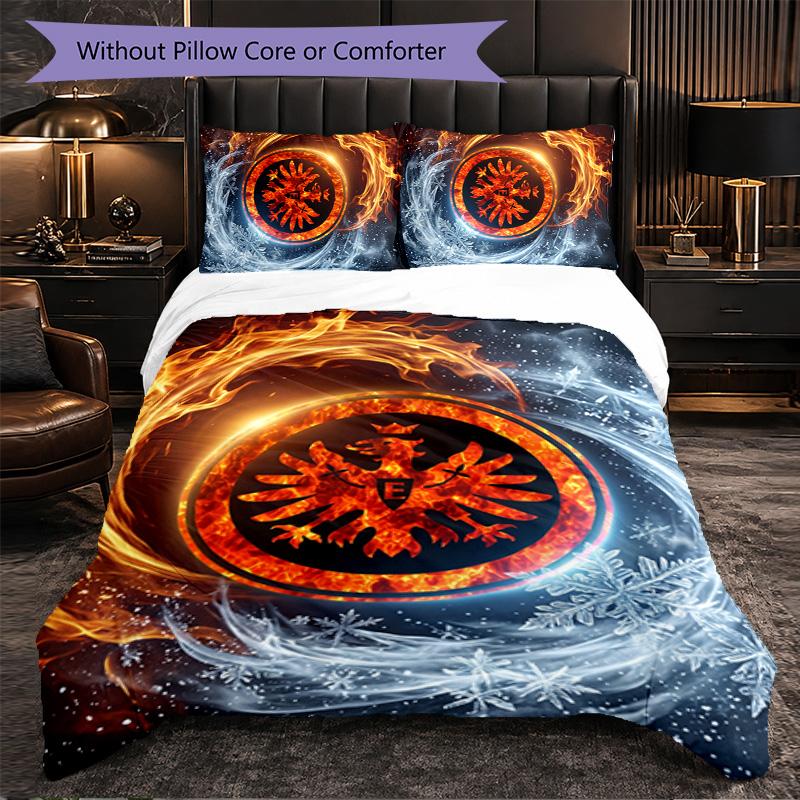 Eintracht Frankfurt Calcio Set Biancheria da Letto 3 Pezzi Morbido Copripiumino con Federe Set Decorazione Camera da Letto per la Casa