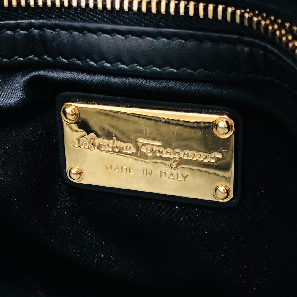 Salvatore Ferragamo Gancini Bag Shoulder Bag Leather Black/GoldHardware
