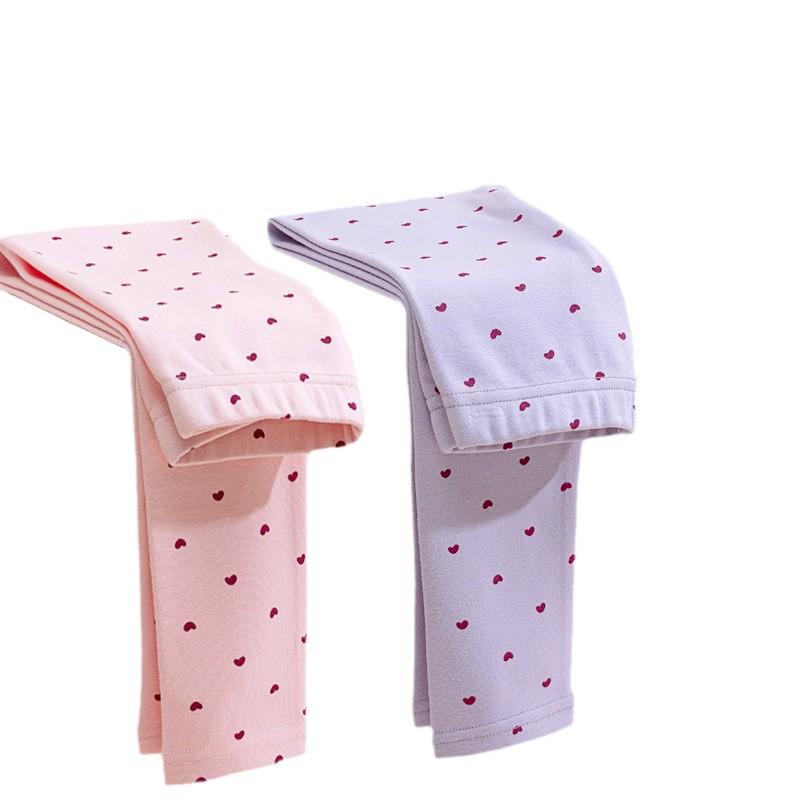 Zweiteiliges Set: Hochelastische, gebürstete Baumwoll-Leggings für Mädchen für Herbst/Winter