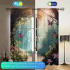 2 Piece Forest Butterfly Pattern Curtains   Dreamy Healing Curtains   Sunshade and Privacy-protecting Pole-style Curtains