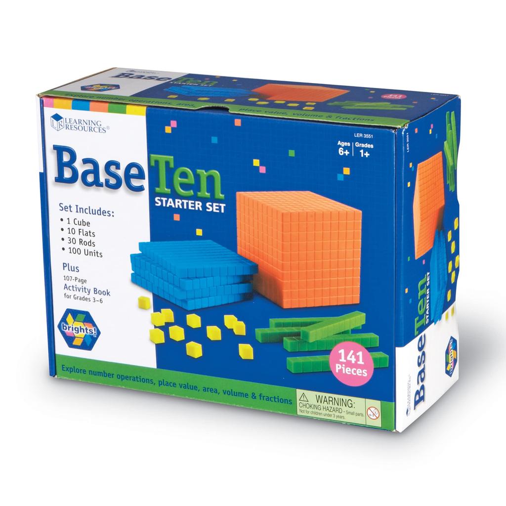 Learning Resources Math Starter Base Bright with Activity Authentic Set, Ten, 4-Piece Set, Colors, Book, LER3551,