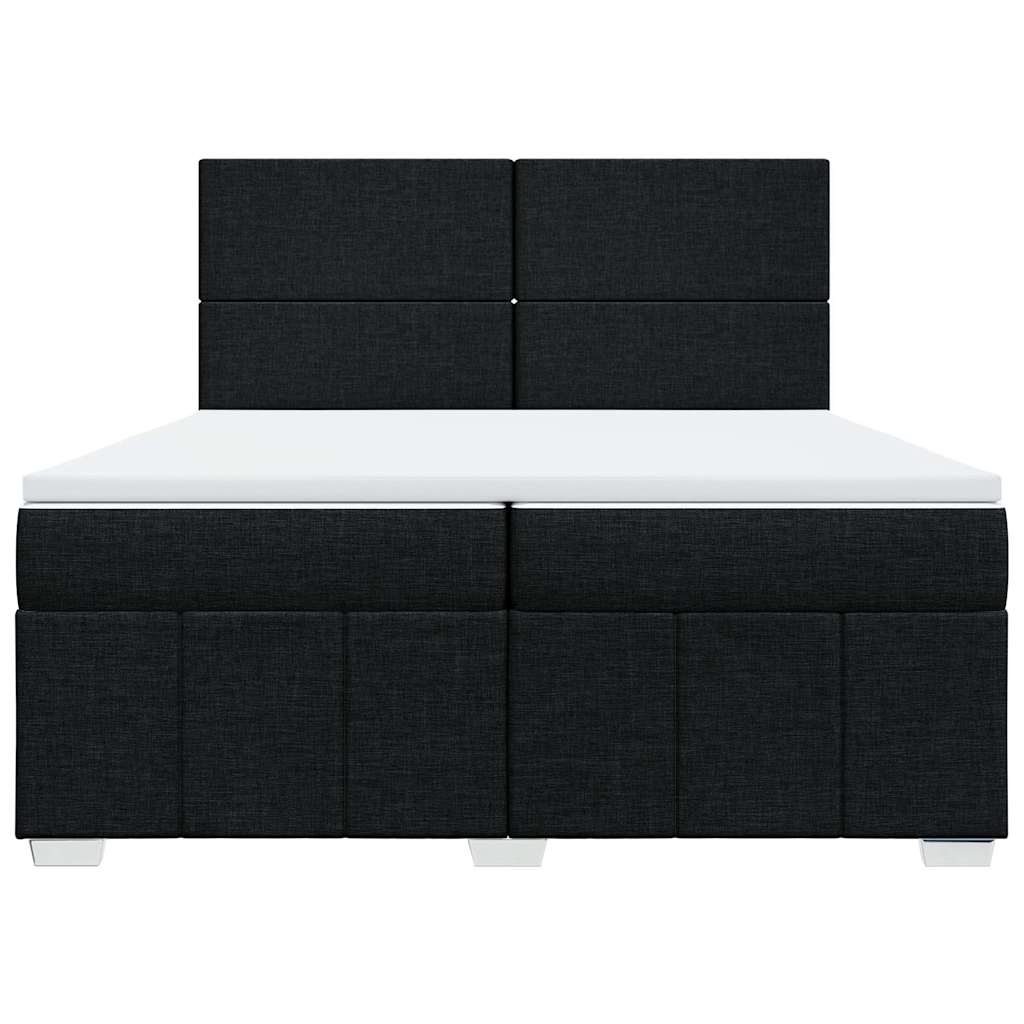 Box Spring Bed with Mattress Black 200x200 cm Fabric