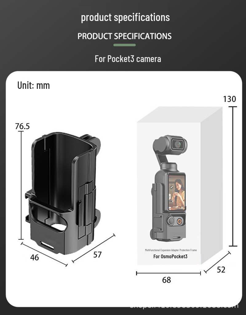 DJI Osmo Pocket 3 Extended Handle with Protective Frame and Cold Shoe Adapter