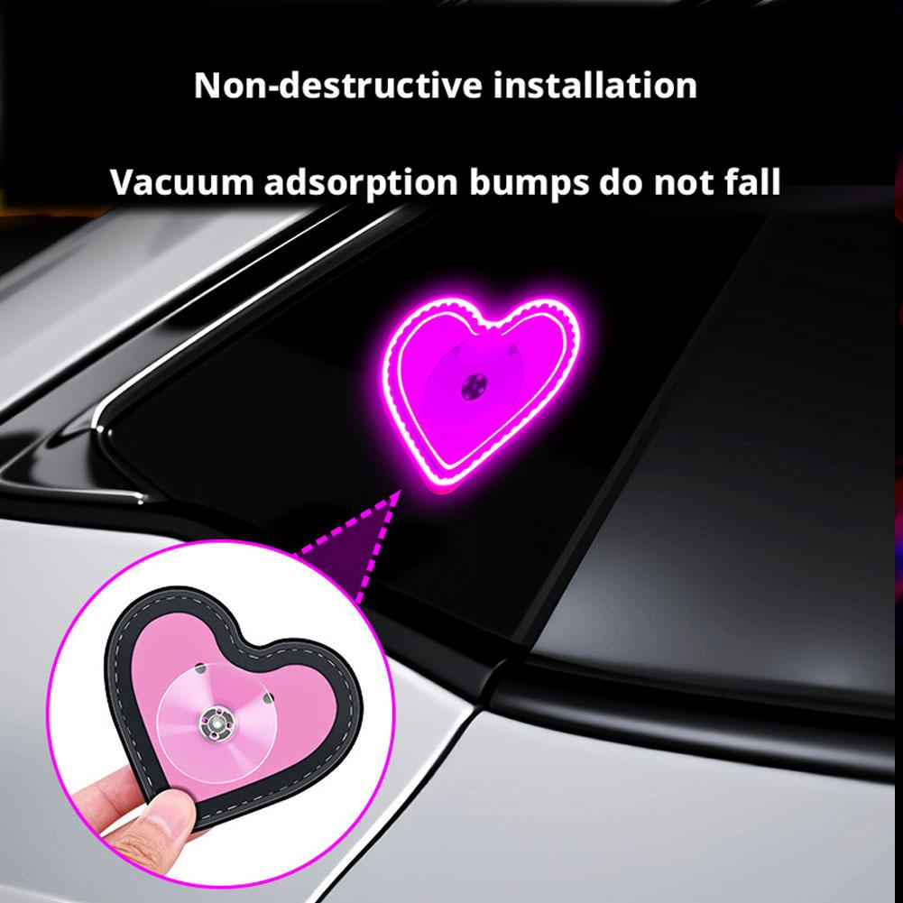 New Solar/Rechargeable Car Triangle Window Heart-shaped Light Emitting Atmosphere Light Interior Wiring Free LED Lights