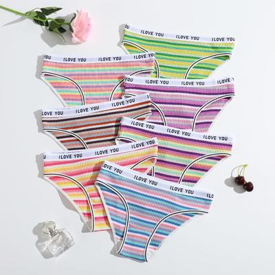 Ladies Spring and Autumn New Cotton Color Thread Low Waist Breathable Double Layer Triangle Briefs