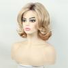 Ombre Blonde Wig Synthetic Heat Resistant Short Straight Bob Wigs with Bangs for Women Daily Mommy Hair Replacement Wig