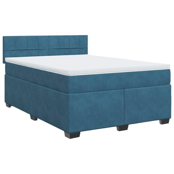 Maison Exclusive - Sommier à lattes de lit et matelas bleu 160x200 cm velours
