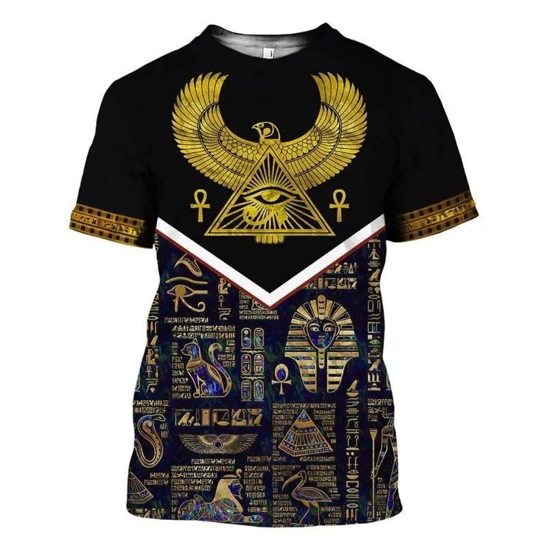 Ancient Egyptian Bird Graphic T Shirt For Men Pharaoh 3D Printed Tees Summer Fashion Short Sleeve Tops Loose O-Neck T-Shirts
