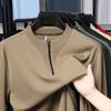 Casual T Shirts Mens Autumn Winter Elastic Half Zipper Long Sleeve Tops Men Solid Color Korean Business Base Shirt T-Shirt