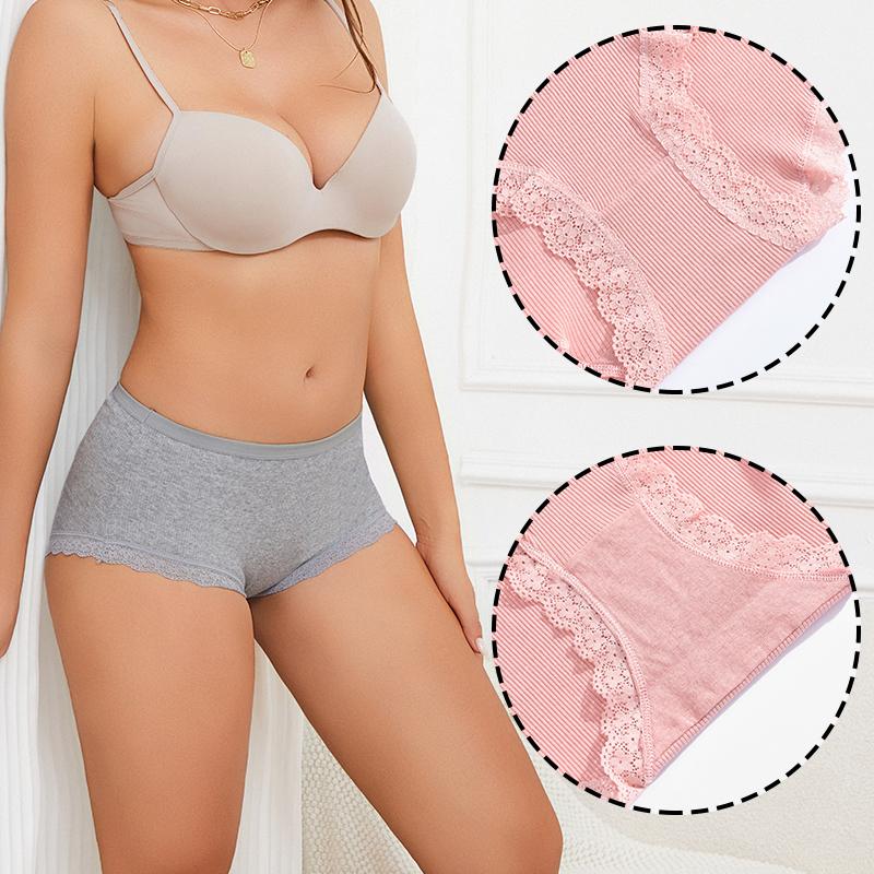 4Pcs Cotton Panty Breath Underwear Sexy Lace Panties High Waist Women Briefs Girls Comfort Underpants Female Lingerie