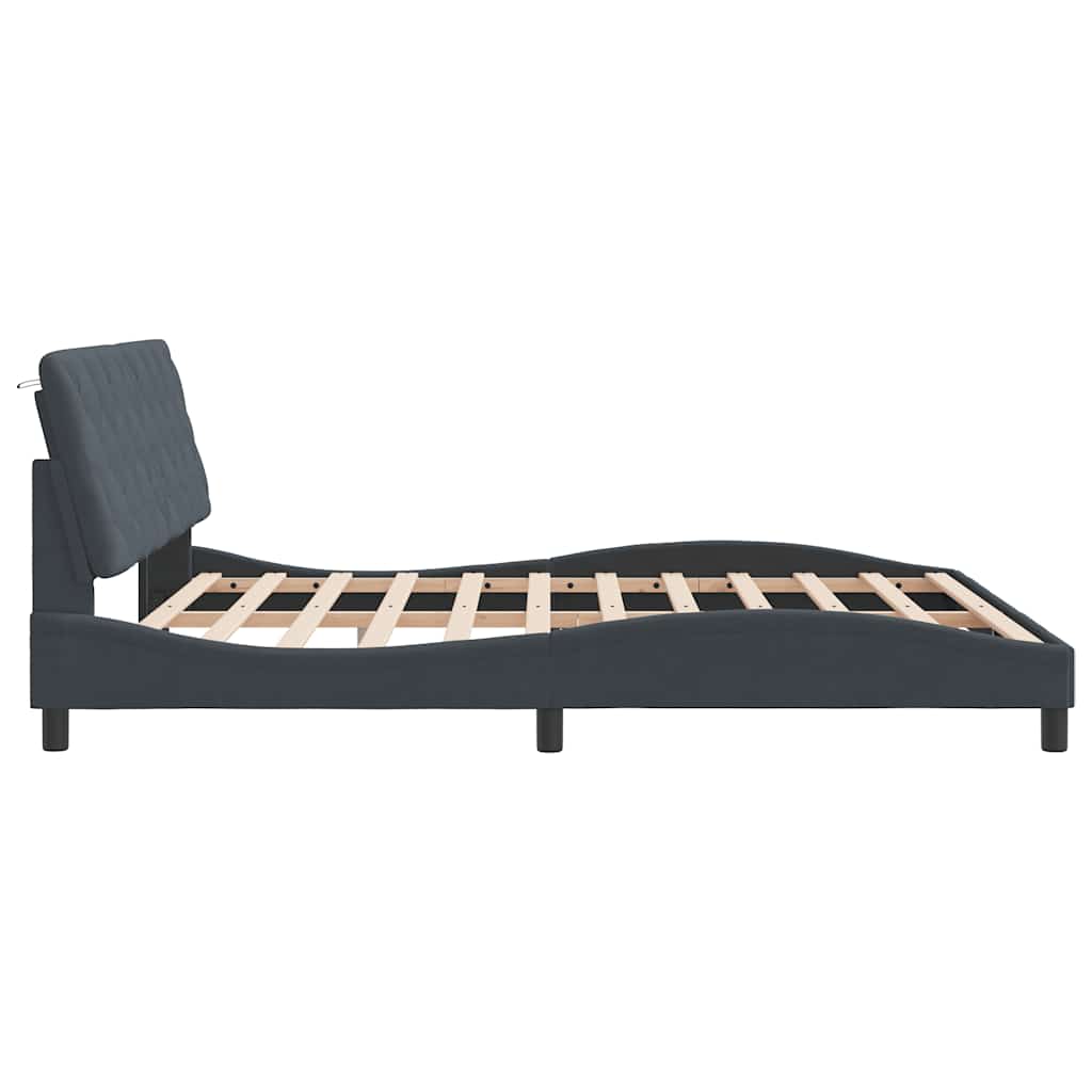 Bed Frame without Mattress Dark Grey 180 x 200 cm Velvet