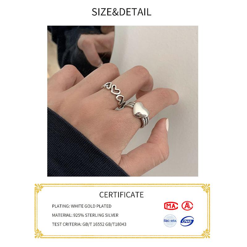 Xiaomi 925 Sterling Silver LOVE Heart Rings for Women Couples New Fashion Vintage Punk Hollow Geometric Party Jewelry Gifts
